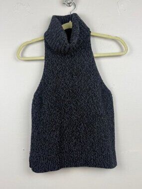 Madewell Women's Marled Navy Turtleneck Cutaway Sweater Vest